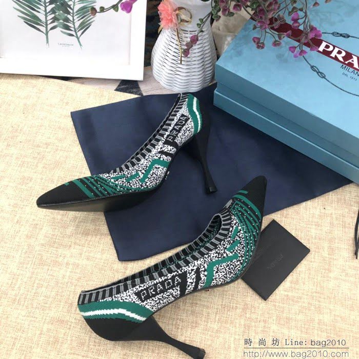 PRADA普拉達 2019頂級版本 刺繡系列 春夏時尚 高跟尖頭單鞋 網紅同款  ljl1045